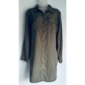 Evereve Shirt Dress Button Up Green